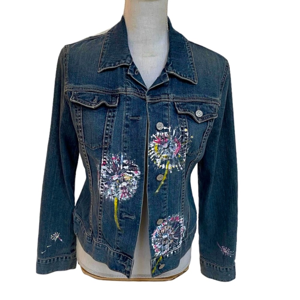 Wishing Flower Upcycled Jean Jacket